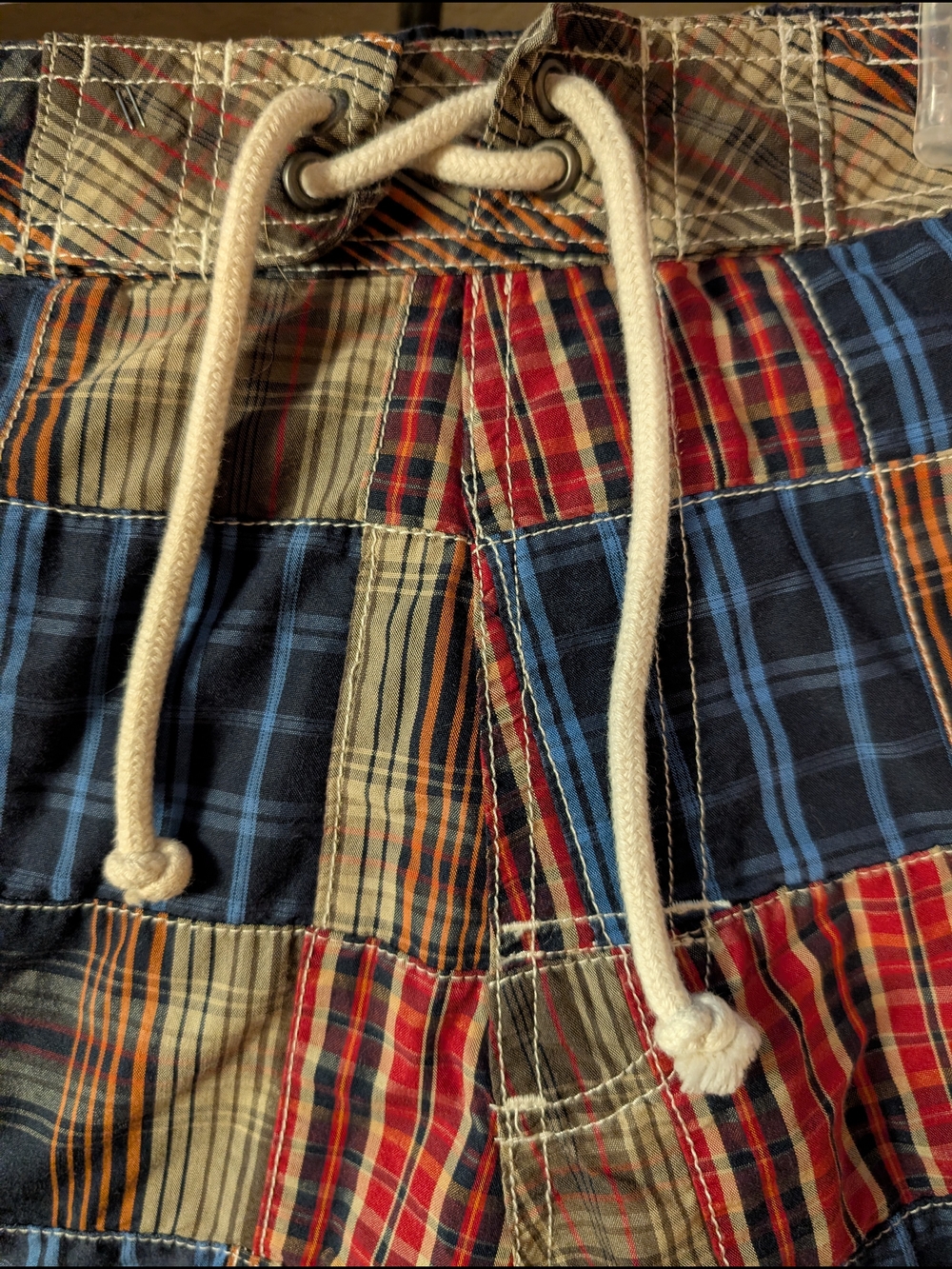 Vintage Alt Y2K Patchwork Plaid Cargo Lined Drawstring Trunks  Small Unisex